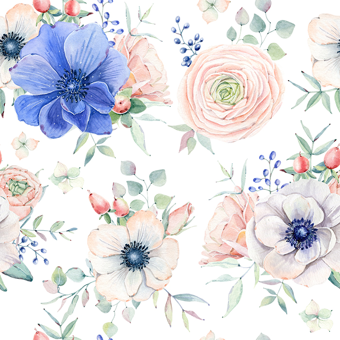 手绘水彩花卉浆果 PS填充图案 面料花型装饰PNG免抠设计素材