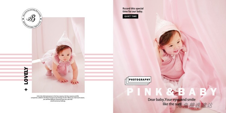 儿童PSD模板2018影楼摄影方板版主题女孩宝宝杂志风排版设计素材