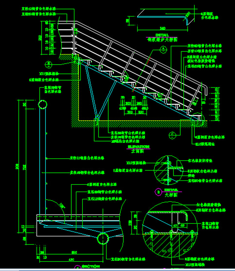 16款时尚楼梯/玻璃栏杆CAD施工图纸 旋转楼梯节点大样详图素材 第22张