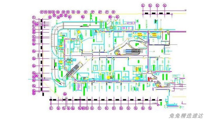 安防监控弱电系统设计CAD图纸建筑施工布控机房电气接线素材图片