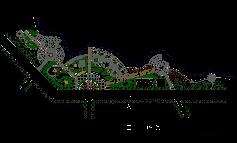 滨水河道改造园林景观CAD总平面图效果公园广场植物绿化设计方案 第15张