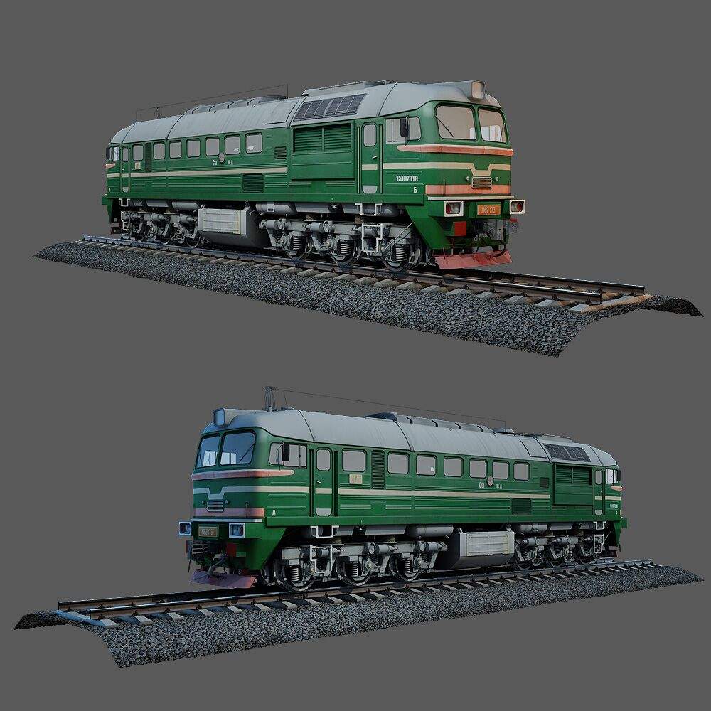 火车头绿皮火车C4D模型3D模型素材工程文件G008