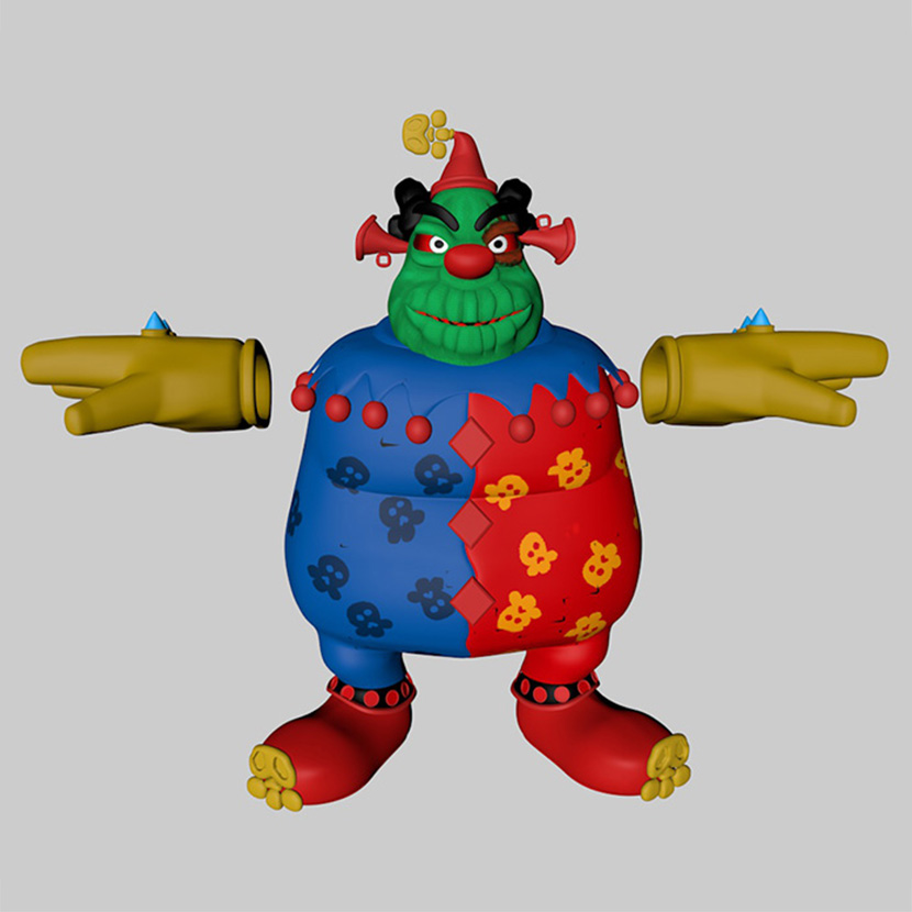 小丑鲁迪C4D模型卡通人物角色含动作绑定创意场景3D模型素材CY766