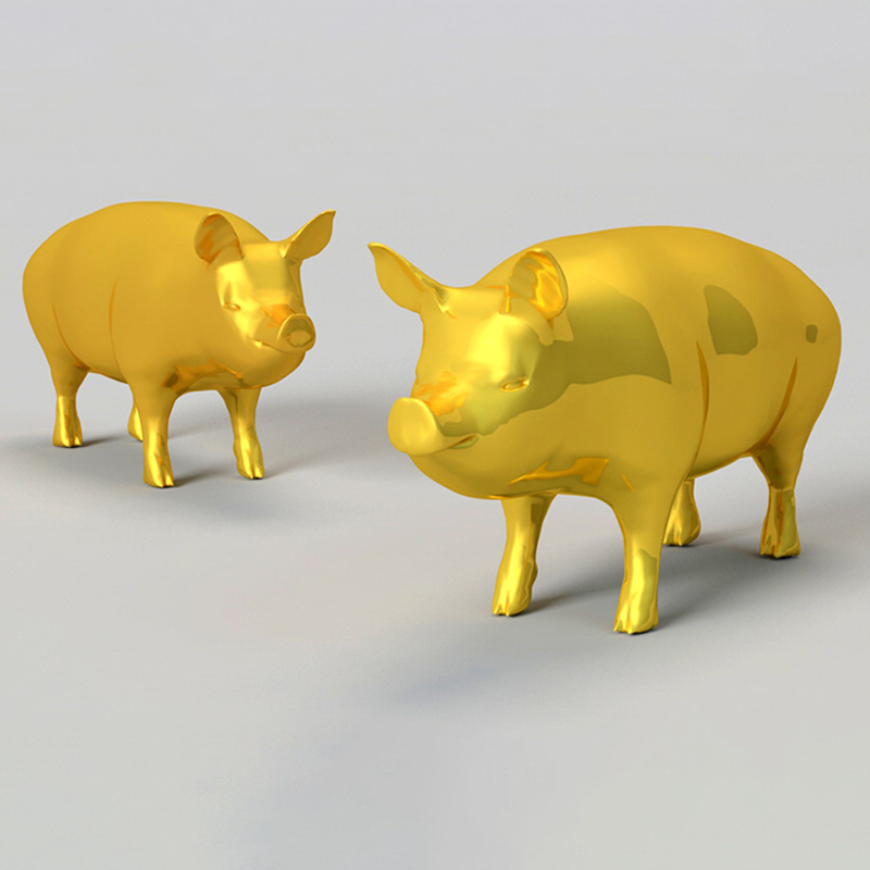 2019年吉祥金猪PIG低面C4D模型新年新春创意场景3D模型素材 MX141