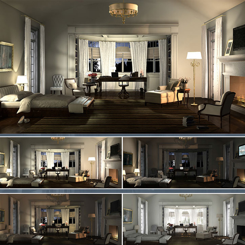 C4D室内模型渲染 欧式客厅渲染模型 室内设计商业空间设计SN005