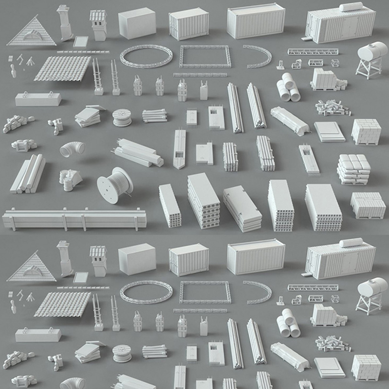 建筑工地相关模组C4D模型创意场景3D模型素材 MX644