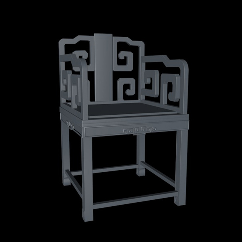 木椅太师椅C4D模型中国风新中式家具创意场景3D模型素材CY697