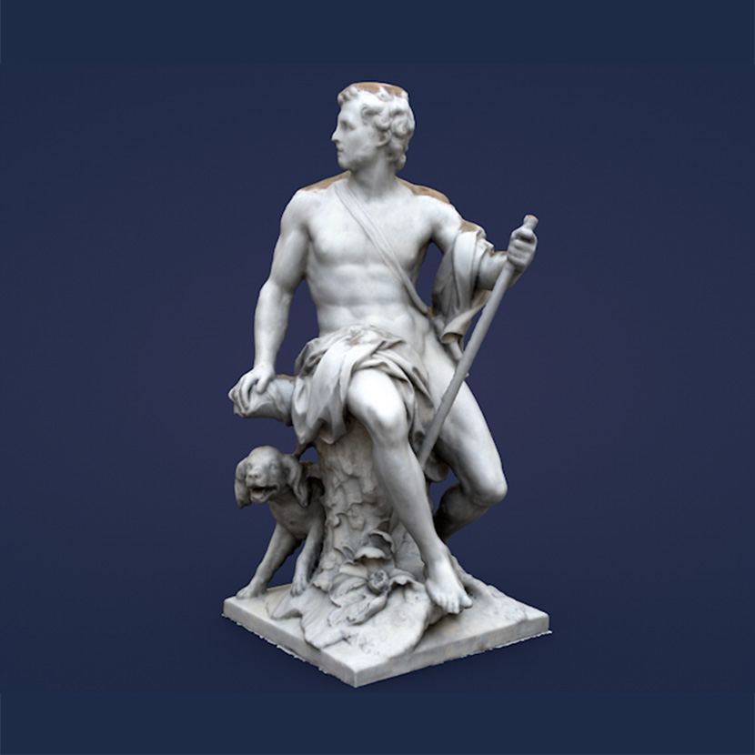 卢浮宫博物馆猎人与狗雕塑C4D模型创意场景3D模型素材石膏像MX311