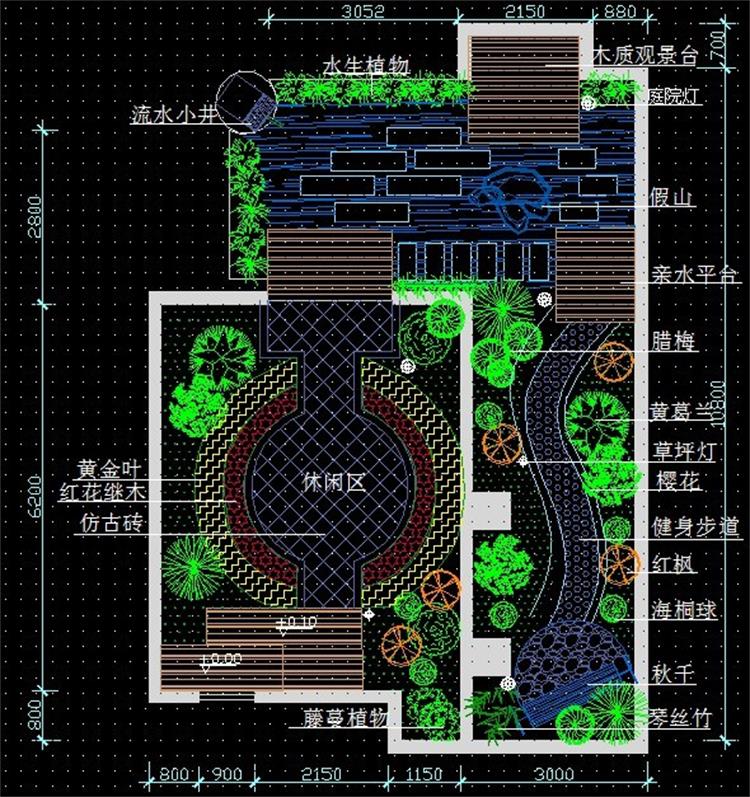 私人别墅小庭院景观设计方案CAD平面施工图纸花园绿化造景素材 第20张