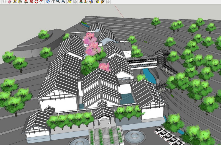 su草图大师模型/山地宾馆sketchup模型CAD山地旅馆建筑设计作业 第8张