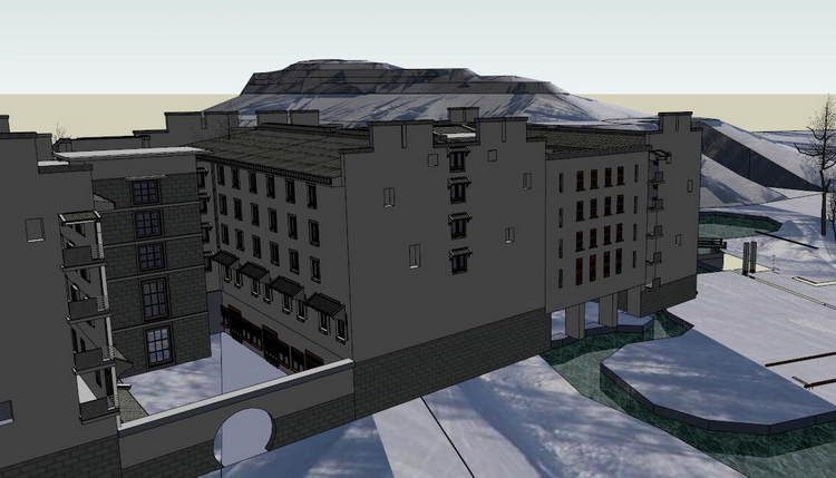 su草图大师模型/山地宾馆sketchup模型CAD山地旅馆建筑设计作业 第11张