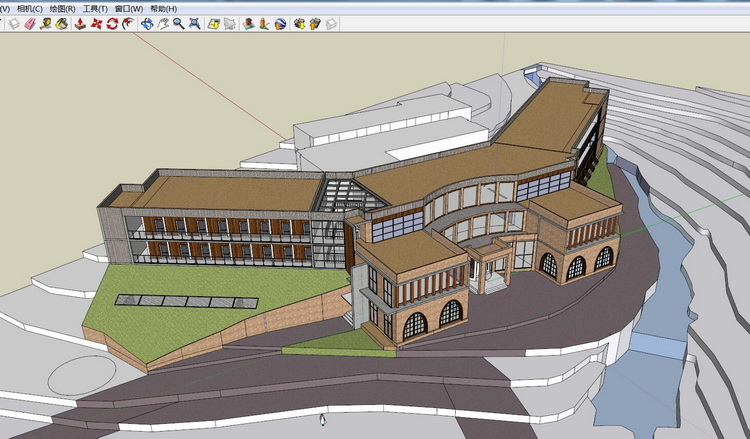 su草图大师模型/山地宾馆sketchup模型CAD山地旅馆建筑设计作业 第14张
