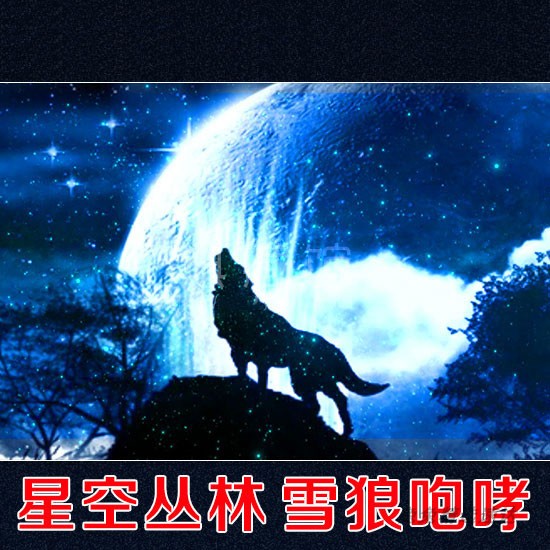 月圆之夜漫天星空 丛林 狼叫场景 晚会表演LED大屏幕视频背景素材