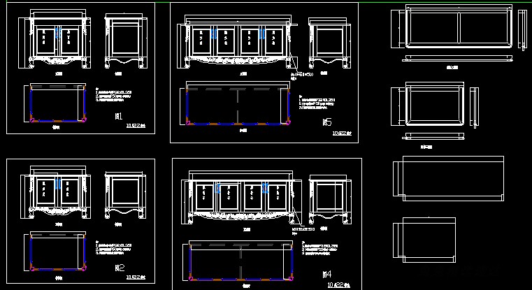 精细实木电视柜餐边柜矮柜加工CAD设计图纸图库素材 边柜cad素材 第7张