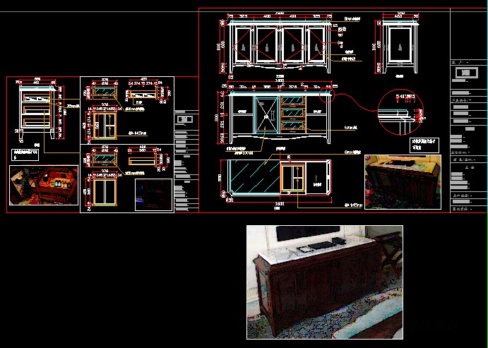 精细实木电视柜餐边柜矮柜加工CAD设计图纸图库素材 边柜cad素材 第12张