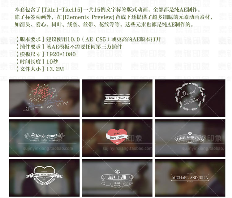 国外AE模版素材 唯美婚礼标题文字 微电影开场MV片头动画后期字幕 第21张