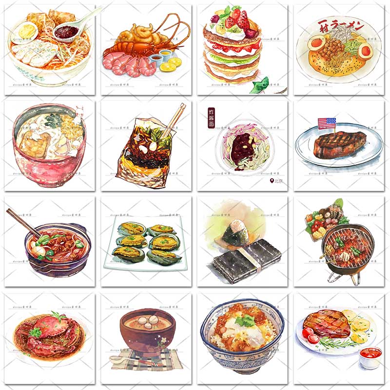 卡通食物手绘日式韩式料理美食寿司饭团贴纸插画PNG免扣设计素材 第4张
