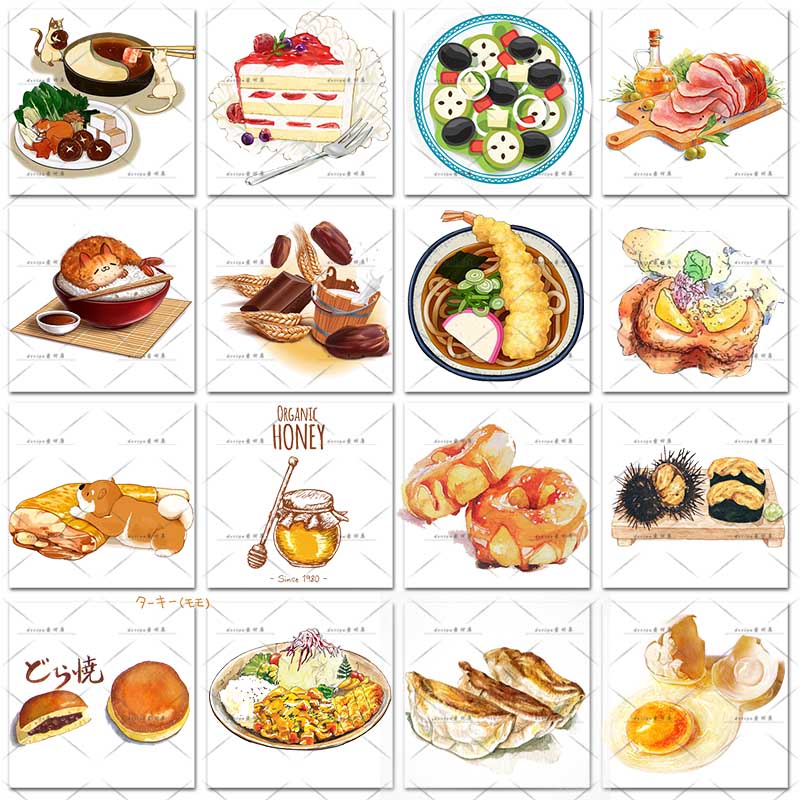 卡通食物手绘日式韩式料理美食寿司饭团贴纸插画PNG免扣设计素材 第9张