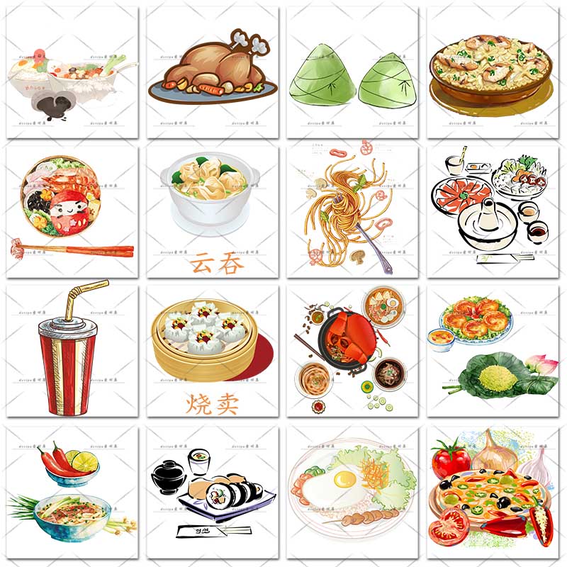 卡通食物手绘日式韩式料理美食寿司饭团贴纸插画PNG免扣设计素材 第15张