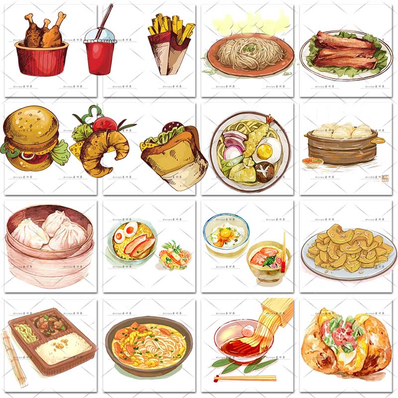 卡通食物手绘日式韩式料理美食寿司饭团贴纸插画PNG免扣设计素材 第19张