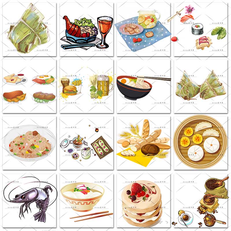 卡通食物手绘日式韩式料理美食寿司饭团贴纸插画PNG免扣设计素材 第23张