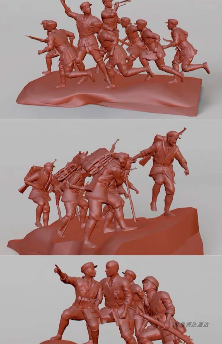 8组红军群体 革命题材雕塑模型3D MAX C4D 设计素材 源文件 第5张
