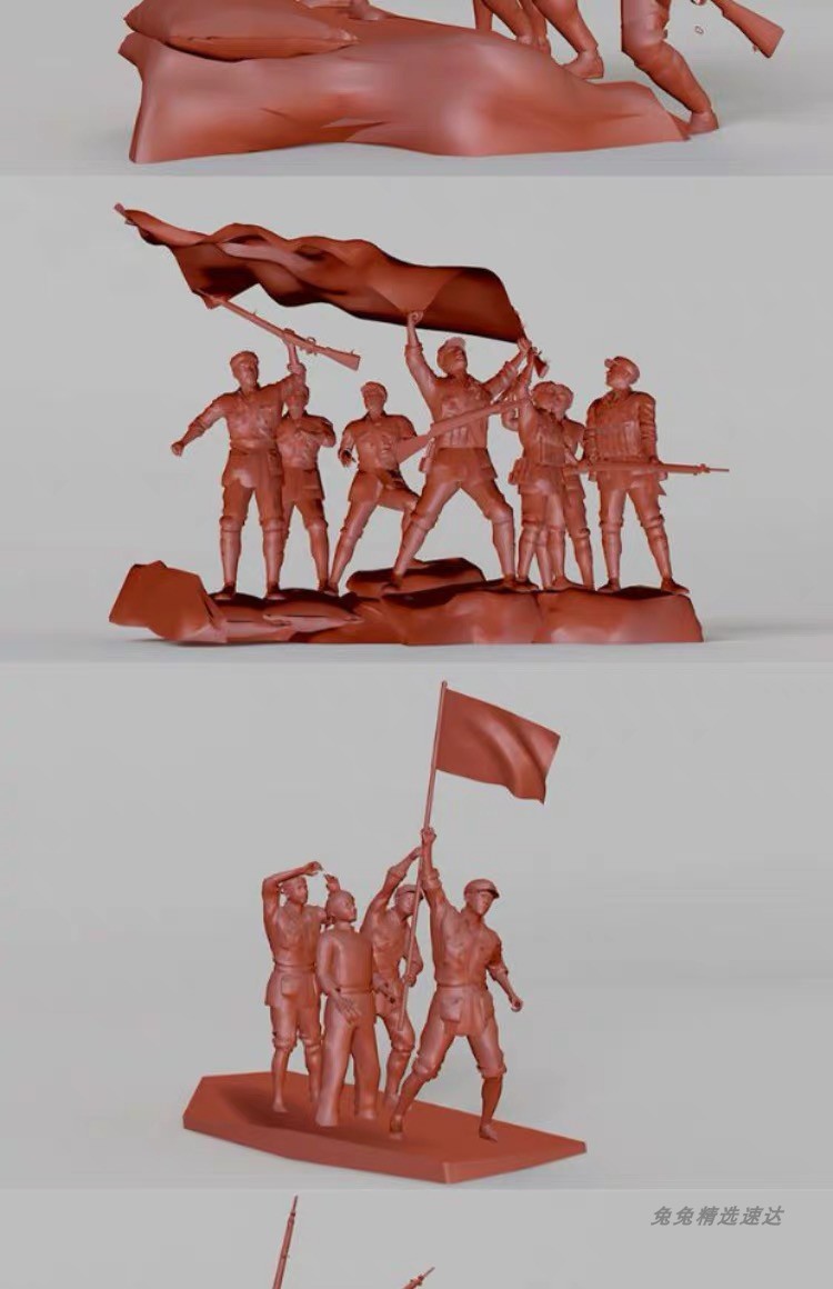 8组红军群体 革命题材雕塑模型3D MAX C4D 设计素材 源文件 第6张
