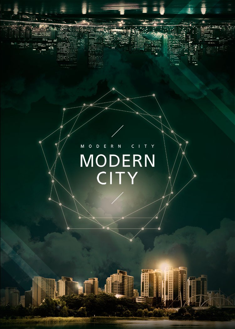 创意时尚现代城市建筑三维立体空间国际化大都市海报PSD素材模板 第12张