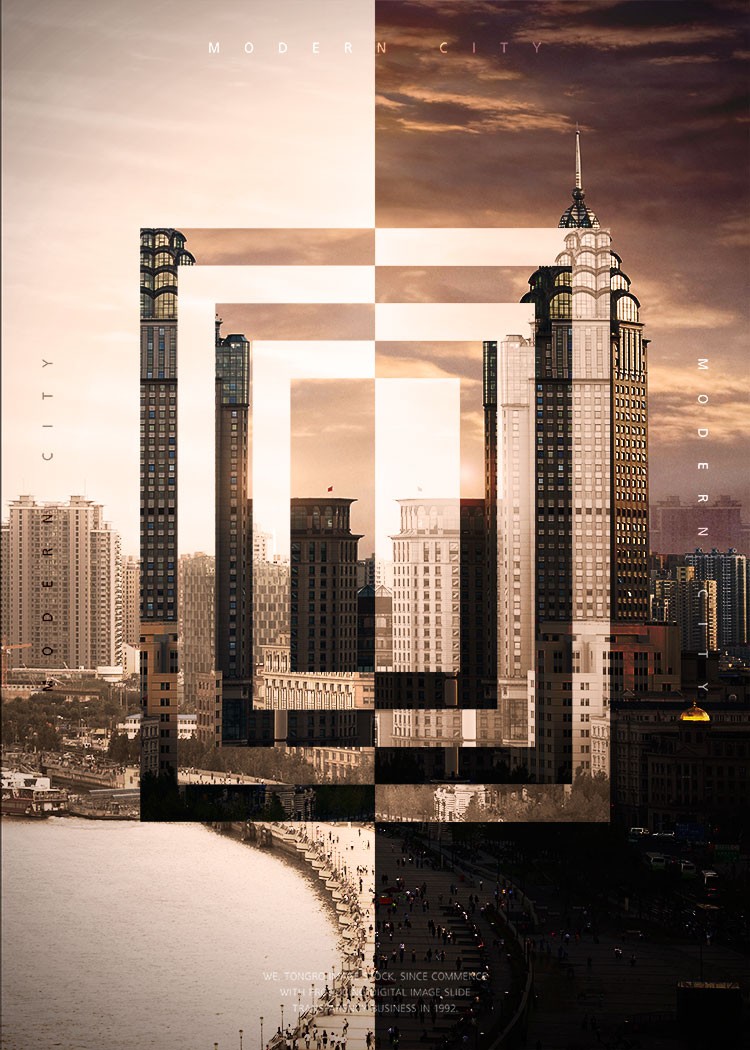 创意时尚现代城市建筑三维立体空间国际化大都市海报PSD素材模板 第14张