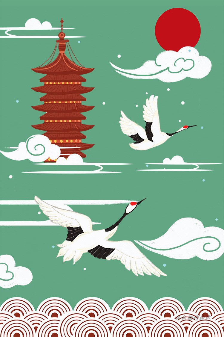 创意新中国风中式古典国潮插画仙鹤祥纹购物促销海报PSD设计素材 第26张