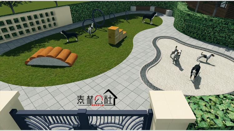 sketchup高层住宅居住小区中庭轴线景观设计儿童宠物乐园SU模型 第31张