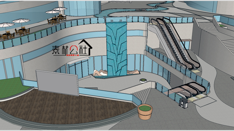 渔人湾码头水产市场商业文化广场屋顶空中花园公共景观设计SU模型 第3张