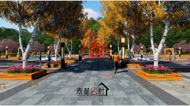 城市市政广场市民山体运动公园健身步道观景木平台景观设计SU模型 第8张
