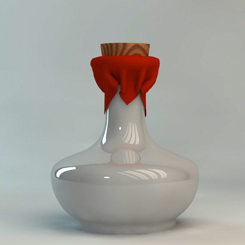 木塞白酒瓶C4D瓷器陶瓷酒瓶模型创意场景3D模型素材 MX455