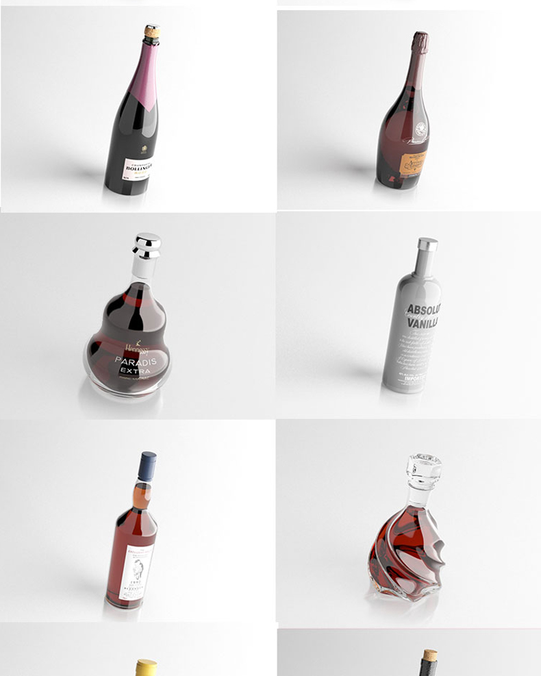 019酒瓶啤酒C4D模型红酒白酒瓶子模型c4d/obj/fbx/3ds源文件3d 第2张