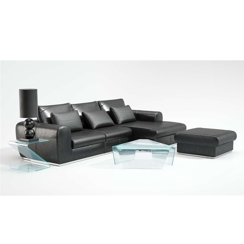 家具黑色沙发简约场景客厅房间C4D模型3D素材带材质贴图N022